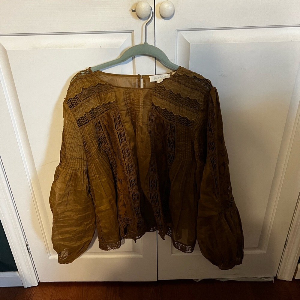 Anthropologie Forever that Girl Brown Lace Blouse